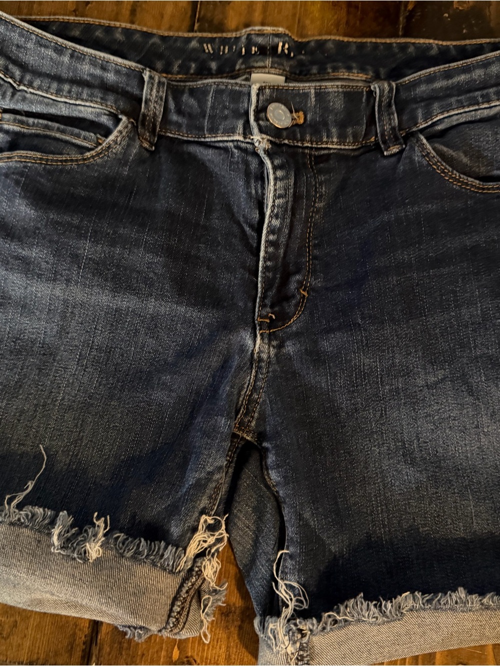 White House Black Market Dark Blue Distressed Denim Shorts